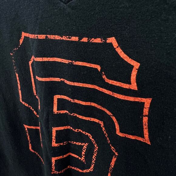 Majestic LARGE Black Giants Baseball MLB Fitted Tee Shirt T-Shirt Short Sleeve - Picture 7 of 9